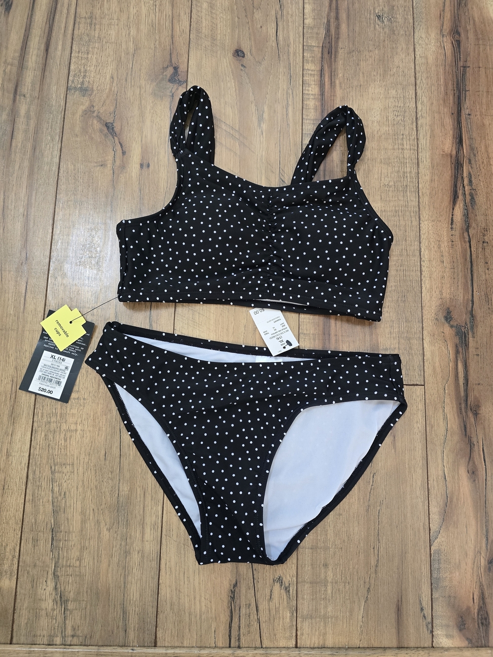 Girls Black Polka Dot Two-Piece Bikini Set